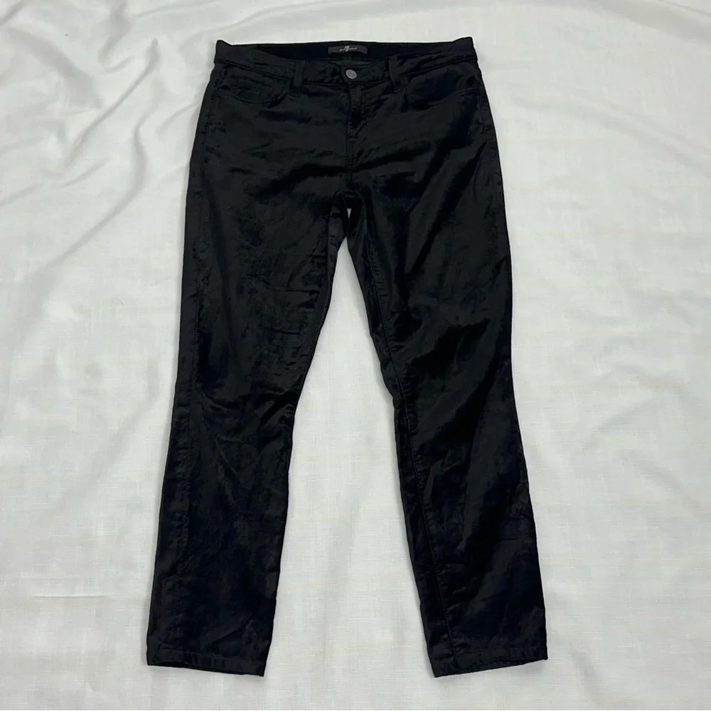 7 for all Mankind Women's Size 28 Black Velvet Skinny Stretch Ankle Jeans